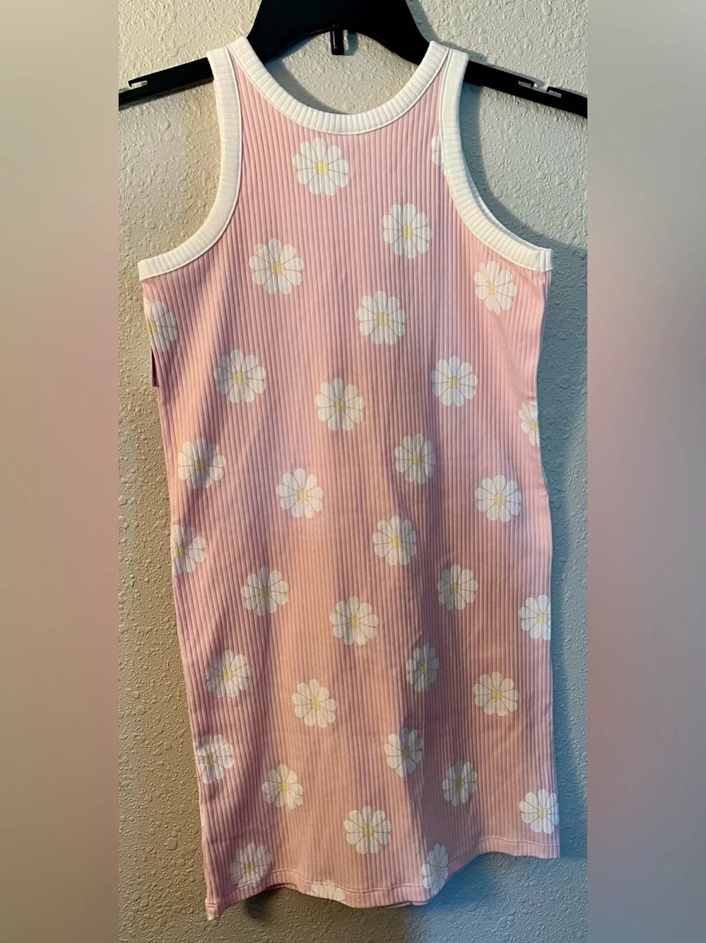 Old Navy Pink Daisy Ribbed Tank Dress NWT